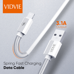 Câble de transfert de données USB VIDVIE Flexible Ultra Charge Rapide 3.1A à ressort pour iPhone iPad - Product Image 2