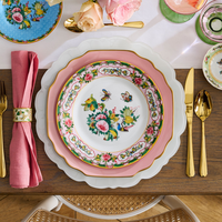 Service de table en porcelaine florale Famille Rose colorée, assiettes en céramique de style chinois vintage, vaisselle de luxe pour mariage et réceptions