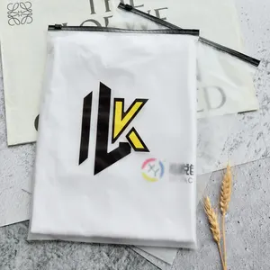 Toptan plastik fermuar ambalaj poli kaymak eva pvc zip kilit mat siyah buzlu kilitli çanta t shirt