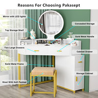 Drops hip Modern European Style Klappstuhl Make-up Schreibtisch Kommode Spiegel Wand Luxus Make-up Schmink tisch für Zimmer