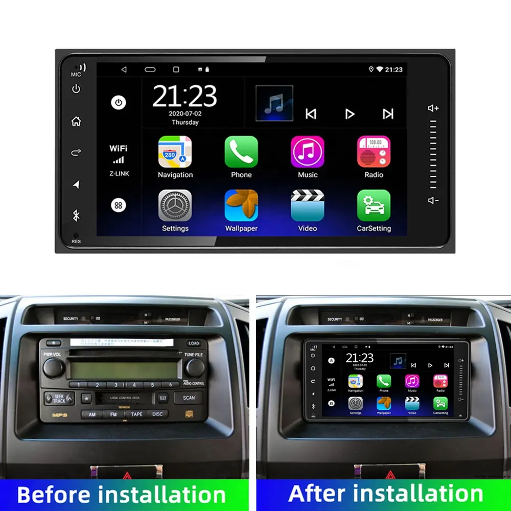 Universale Android 13 4-64GB 7 pollici 2 Din autoradio Carplay GPS WiFi per Toyota Highlander Camry Corolla RAV4