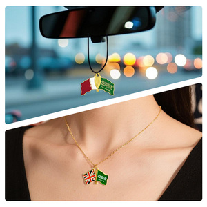 Colgante de doble bandera de Arabia Saudita, collar esmaltado, amuletos de joyería de doble bandera de amistad para celebraciones, regalos culturales de Oriente Medio - Product Image 3