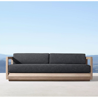 Canapé d'extérieur moderne, ensemble de mobilier de jardin, canapé haut de gamme en bois de teck pour patio avec foyer