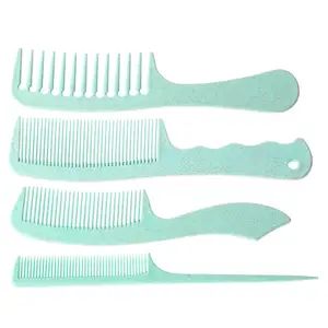 Hot Sale 4pcs Set Hair Combs Set hair brushes for women Green Wheat Straw And PP Salon Styling Combs Hair Brush Set