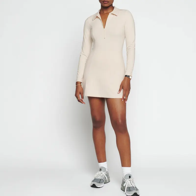 Vestido de golf de tenis para mujer, prenda deportiva informal de lujo con logotipo personalizado Anti-UV, venta al por mayor, de manga larga
