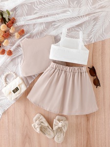 2024 estate in stile Street Design <span class=keywords><strong>abbigliamento</strong></span> da <span class=keywords><strong>bambina</strong></span> Set giacca Casual gilet gonna a pieghe <span class=keywords><strong>abbigliamento</strong></span> bambino - Product Image 3