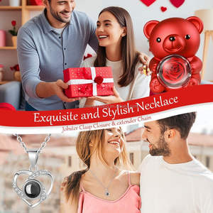 Set di Collane Romantico 'Ti Amo' in Scatola di Rose con Orsacchiotto Abbracciato in Acrilico, 100 Orsacchiotti per Dropshipping per San Valentino - Product Image 5