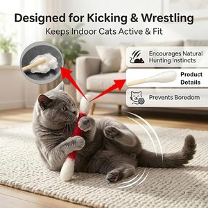 Giant Cotton Swab Shaped Catnip Toy XL <b>Plush</b> <b>Cat</b> Toy for Indoor <b>Cats</b> Soothing Interactive Stress Relief Pet Toy - Product Image 5