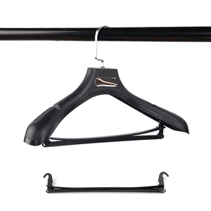 Astrid 40CM Custom Logo PP <b>Black</b> Plastic Flexible Injection High Quality Durable Clothes Hanger for Wardrobe Fashion Store - Product Image 1