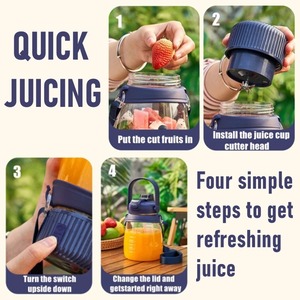1100ml Portable <b>Large</b>-capacity Juice Bucket Wireless USB Charging Electric Juice <b>Cup</b> Multi-functional Fruit and Vegetable Juicer - Product Image 4