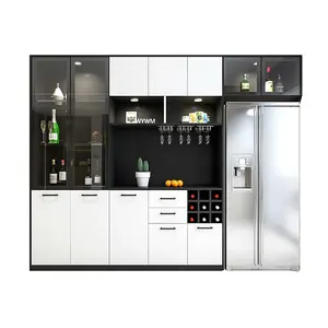 Living room against the wall modern minimalist integrated invisible refrigerator cabinet home sideboard glass wine cabinet