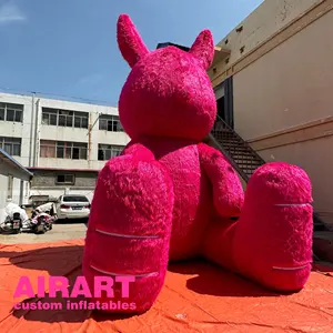 Mascote personalizado gigante inflável do coelho roxo, boneca personalizada dos animais do luxuoso para a parede do contexto do divertimento