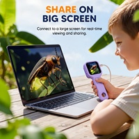Inskam 392 Pocket Mini Plastic Microscope 500x Manual Focus 2MP Digital with 2.4 Inch IPS Screen for Kids Gifts