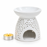 En gros, Brûleur d'huile en céramique à découpes florales, Chauffe-cire d'aromathérapie et Porte-bougie chauffe-plat pour la décoration intérieure