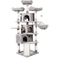 Tour d'activités pour chat Aimigou écologique avec 3 grottes, 3 perchoirs douillets, poteaux à gratter en papier, bois et sisal, stable pour chatons et chats de grande taille
