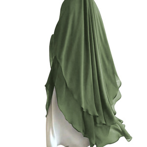 Nouveau Voile <span class=keywords><strong>de</strong></span> Prière Uni 2026 <span class=keywords><strong>de</strong></span> Fabrication Soignée pour Femmes Musulmanes, Modè<span class=keywords><strong>le</strong></span> Turc à Nouer sur la Tête, 2 Couches, Long Niqab en Chiffon Khimar - Product Image 2