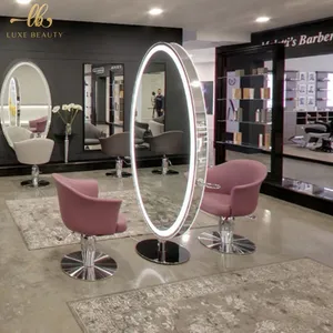 LuxeBeauty yeni moda büyük boy salon aynası özelleştirilmiş led ışık styling istasyonu güzellik aynası berber mobilya