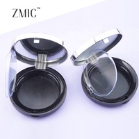 Boîtier vide pour poudre compacte 59 mm avec couvercle argenté, palette de maquillage double couche, palette ronde en plastique pour blush et contour