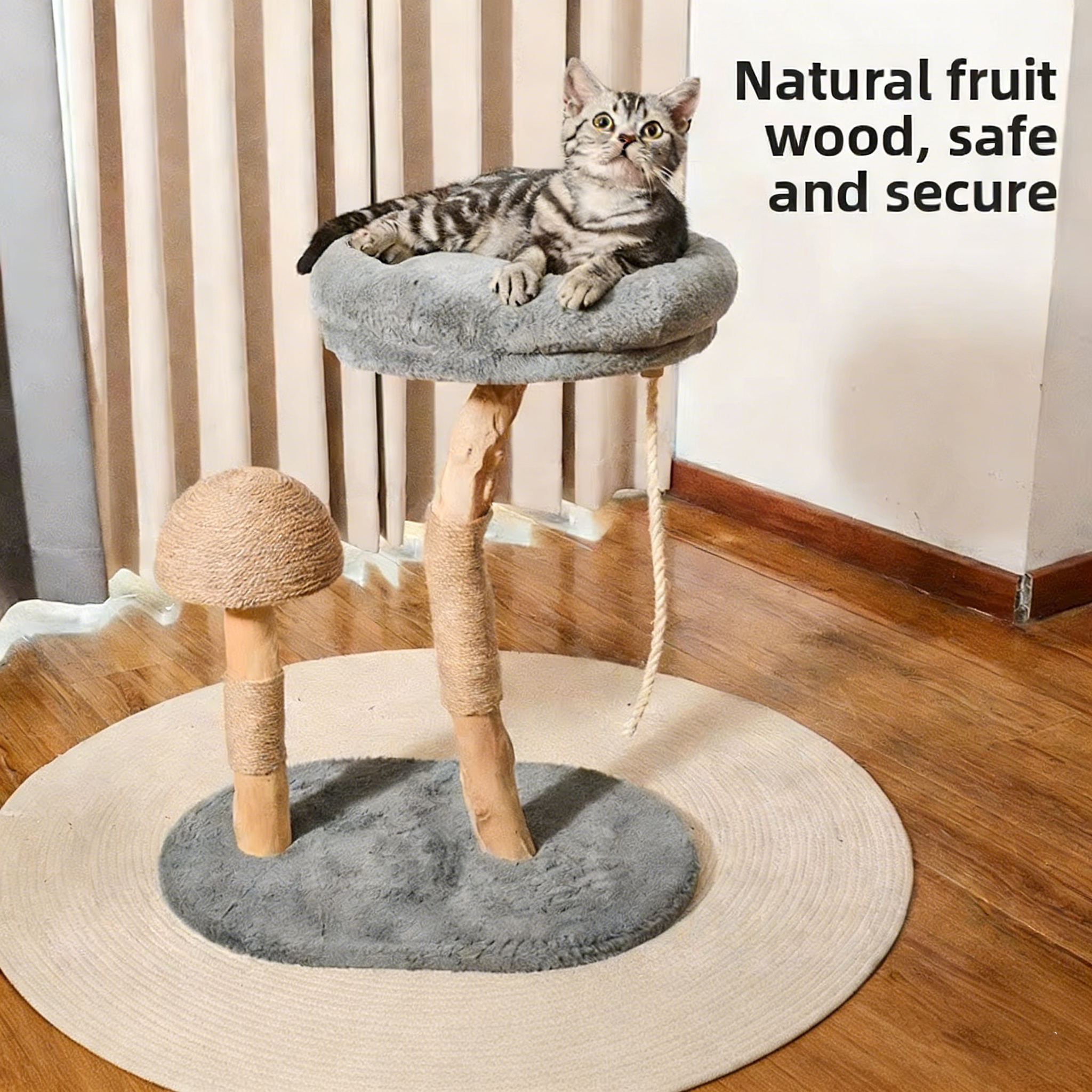 Marco trepador para gatos de madera frutal-seta de sisal
