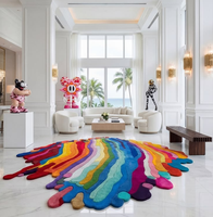 Tapis tufté artisanal abstrait, tapis moderne en peluche pour salon, chambre à coucher, tapis décoratif antidérapant, taille et design personnalisés