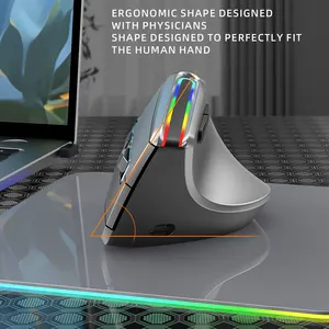 TMICE Best Selling Ergonomic Wireless Mouse RGB Backlit Dual Mode BT3.0 BT5.0 Computer Bluetooth Rechargeable Vertical Mouse