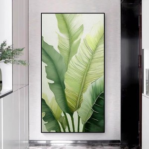 Hand Painted Oil <b>Painting</b> Banana Leaf Art 3D Visual Effect Wall Hanging <b>For</b> Living Room Entryway Decor With <b>Frame</b> - Product Image 1