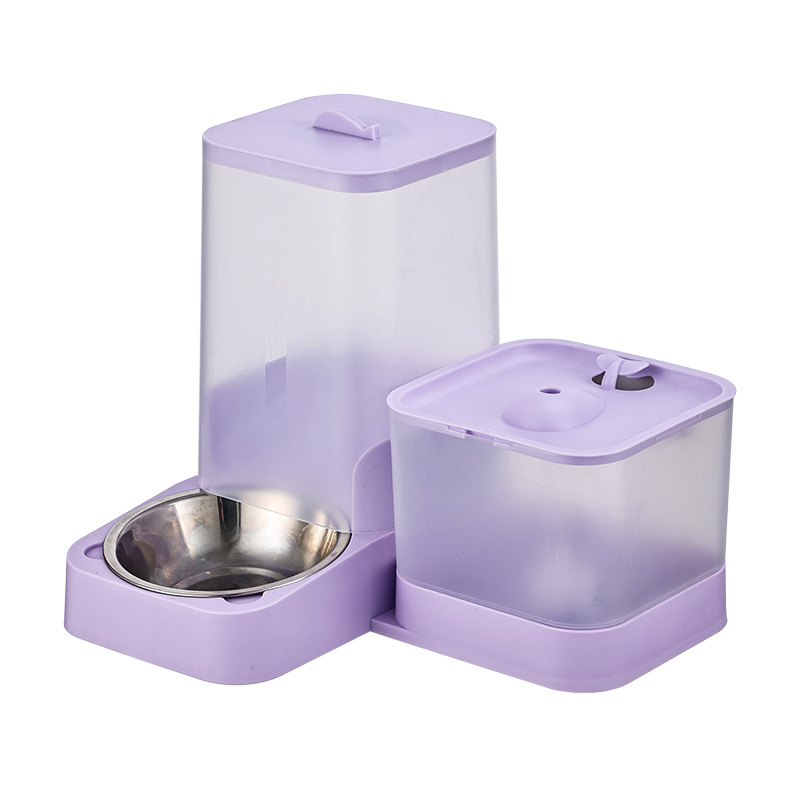 Distributeur d'eau et de nourriture automatique pour animaux de compagnie - violet