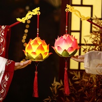 Lanterne de lotus de style ancien portable pour les décorations du Nouvel An chinois et de la Saint-Valentin, spectacles de scène lumineux et accessoires photo