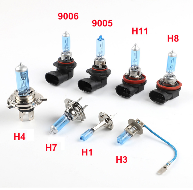 Halogen Bulb for Car Headlight, 1 Piece, H1 H3 H4 H7 H8 H9 H11 9005 HB3 9006 HB4 12V 55W 5000K, Quartz Glass