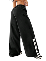 Pantalones de chándal anchos para mujer, estilo Y2K, a la moda, de invierno, con cintura elástica, a rayas, estilo urbano, tipo paracaídas, casuales, lavados