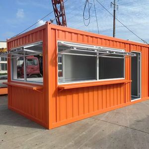 Kiosque rectangulaire en conteneur maritime modifié, boutique au design industriel, fenêtres pliables - Product Image 1