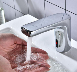Robinet de salle de bain sans contact pas cher Commercial Auto Motion Sensor Lavabo Robinet Batterie et Plug In Alimenté Chaud Froid Mélangeur Contrôle - Product Image 3