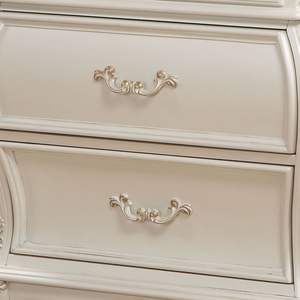 DB Solid Wood 2-Drawer <b>Nightstand</b> <b>in</b> Pearl <b>White</b> Modern Minimalist Design with Queen Anne Legs for Bedroom or Living Room - Product Image 5