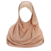 CCY Nouvelle écharpe pratique en mousseline de soie unie pour les quatre saisons Ensemble hijab croisé sur le devant Ensemble rapide Foulard