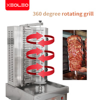 XEOLEO Commercial En Acier Inoxydable 4 Brûleurs Moyen-Orient Électrique Poulet Viande Barbecue Rotatif Doner Kebab Grill Shawarma Machine