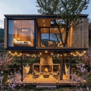 Casa de Verano Moderna de Madera con Integración de Árboles, Cabaña de Camping al Aire Libre, Estructura Prefabricada de Fácil Montaje - Product Image 2