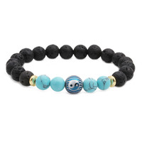 Bracelet en pierre de lave Yin Yang, diffuseur d'huiles essentielles, aromathérapie, roche volcanique, méditation, yoga, soulagement de l'anxiété, cadeau pour hommes et femmes