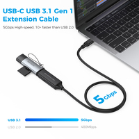 Câble USB 3.0 Type C mâle vers femelle de 5 m/16,4 pi pour ordinateur portable, PC, téléphone portable, lecteur de carte, boîtier SSD et concentrateur USB C – Vente en gros