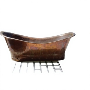Antique Oval Freestanding Copper Bathtub With Metal Frame Durable Bathing Tub For copper bathtub Double copper soaking tub - Product Image 1