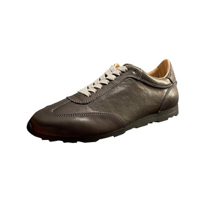 QHCCID Men's Genuine Leather Casual Shoes Brown <b>Low</b> <b>Heel</b> Lace Up Office Walking Shoes - Product Image 3