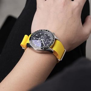 Bracelets de montre en nylon balistique premium à nervures 18mm <span class=keywords><strong>19mm</strong></span> 20mm 22mm, remplacement élégant pour hommes, blanc jaune acier pour montres intelligentes - Product Image 5