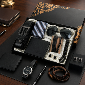 Luxury <strong>Gift</strong> Set <strong>for</strong> Men with Belt Wallet Tie Sunglasses Cufflinks and Bracelet <strong>for</strong> Father Husband <strong>Boyfriend</strong> - Product Image 2