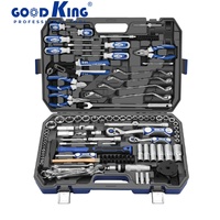 GOODKING 132 pièces, ensemble d'outils mécaniques, kit d'outils à main avec matériau CRV, boîte en métal robuste à 3 tiroirs pour la réparation automobile, modèle 11322