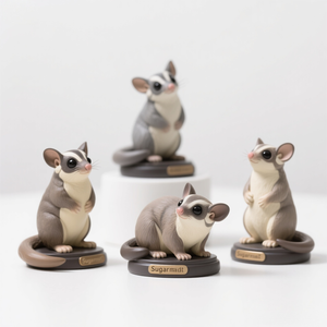 4インチのシュガーグライダー彫刻-ミッドグライド樹脂フィギュア、詳細な膜と足、かわいい机の装飾 - Product Image 2