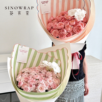 Papier d'emballage SINOWRAP classique à rayures, papier décoratif léger pour bouquet cadeau