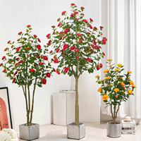 Hoge realistische kunstmatige camelia boom van plastic, milieuvriendelijke binnen-/buitendecoratie voor kantoor, koffiezaak, Kerstmis, Pasen