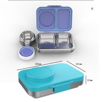 Großvolumige 304 Edelstahl-Lunchbox mit 2 Fächern, erhöhtem Deckel, Geruchsschutz, Speisenwärmung, tragbar für Kinder