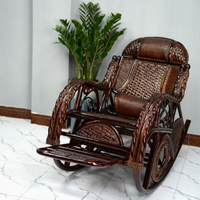 Fauteuil à bascule en rotin véritable tissé à la main, fauteuil inclinable ergonomique pour salon, fauteuil de relaxation pour balcon intérieur pour adultes
