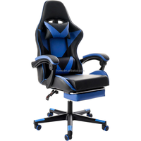 Chaise de jeu exécutive avec repose-pieds, ergonomique, réglable, pivotante, base chromée, structure en acier inoxydable, cuir PU, design traditionnel