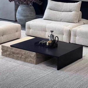 Wabi Sabi Coffee <b>Table</b> <b>Wood</b> <b>Top</b> Modern Simple Design For Living Room - Product Image 5